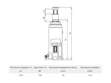 Пневмогидравлический домкрат, 20 т. СТАНКОИМПОРТ TQ20002