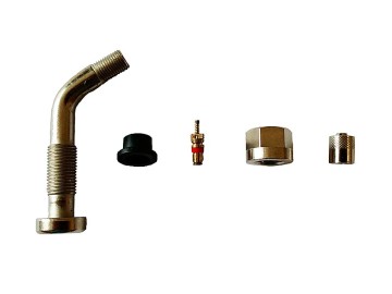 Металлический угловой вентиль для б/к легкосплавных дисков грузовых автомобилей и автобусов (диаметр отверстия в диске 9,7 мм, длина 64 мм, угол 27°) TECH 1330