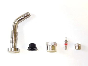 Металлический угловой вентиль для б/к легкосплавных дисков грузовых автомобилей и автобусов (диаметр отверстия в диске 9,7 мм, длина 64 мм, угол 60°) TECH 1332