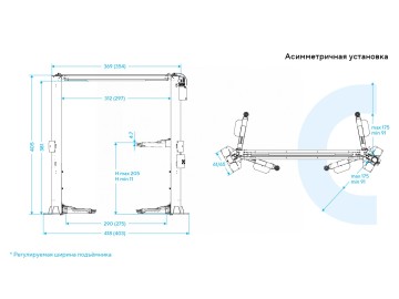Электрогидравлический двухстоечный подъемник г/п 4.5т Nordberg N4125H-4,5B
