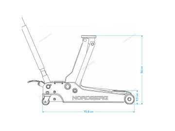 Домкрат подкатной 4 т, низкий подхват, педаль Nordberg N32039