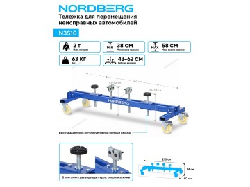Тележка для перемещения неисправных автомобилей NORDBERG N3S10