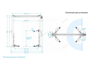 Электрогидравлический двухстоечный подъемник г/п 4.5т Nordberg N4125H-4,5G
