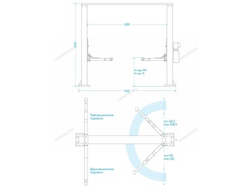 Электрогидравлический двухстоечный 4 т H=4 м, 380 В, синий Nordberg N4120H1-4B_3+2_380