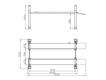 Электрогидравлический четырехстоечный подъемник г/п 4 т. KraftWell арт. QUATTRO 4F