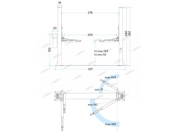 Подъемник двухстоечный 4 т с нижней синхронизацией, H=2,8 м, 380 В, синий Nordberg STX40TT_380